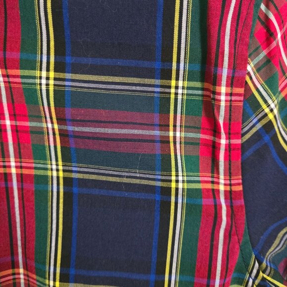 Talbots Tartan Plaid Tiny Gold Button Cotton Blend ButtonDown Blouse Size 8 - Picture 4 of 7